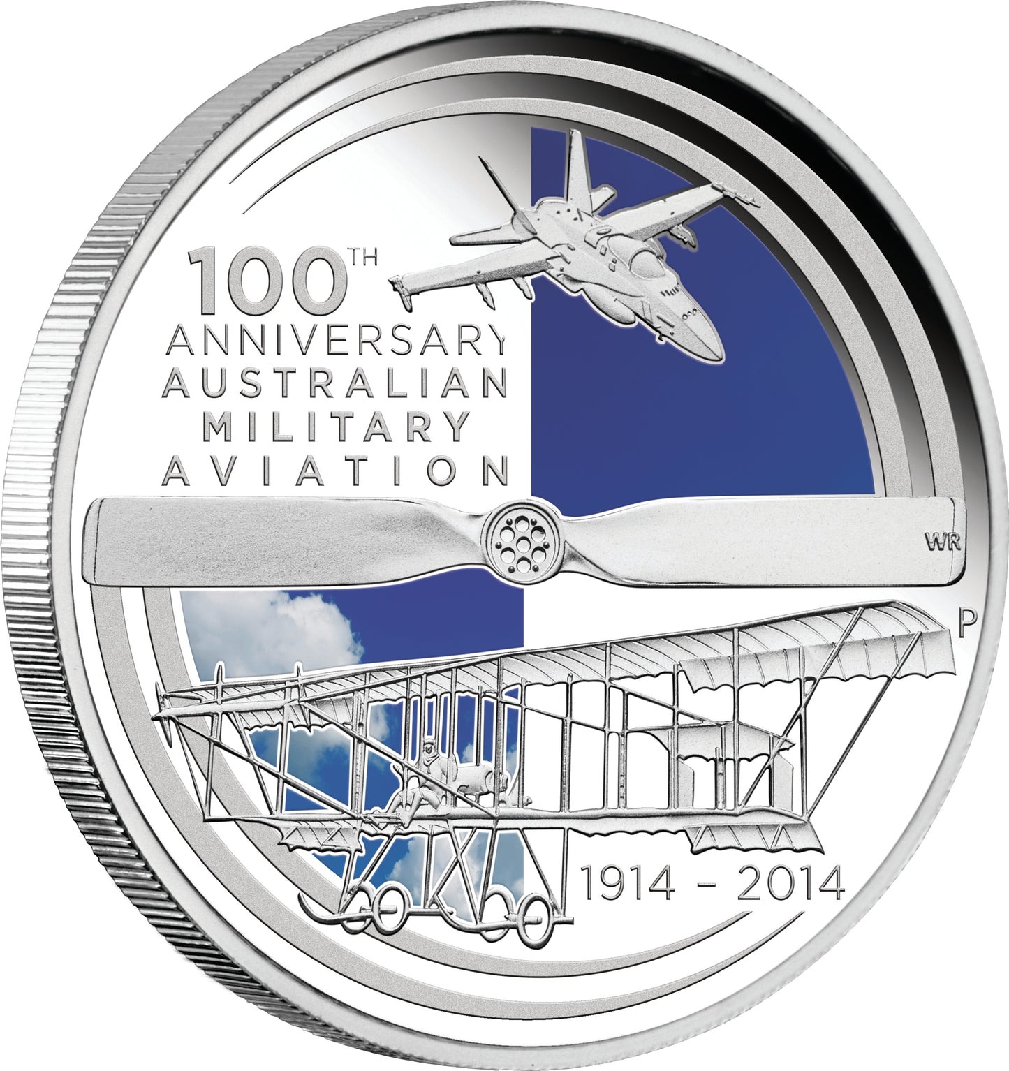 2014 $1 100th Anniversary Australian Military Aviation 1oz Silver Coloured Proof Coin