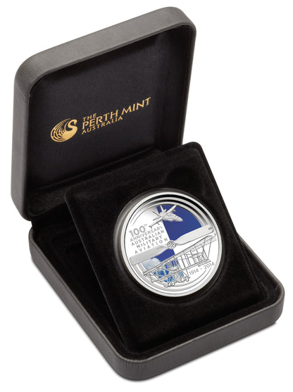 2014 $1 100th Anniversary Australian Military Aviation 1oz Silver Coloured Proof Coin