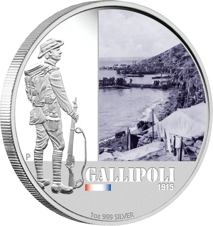 2011 $1 Famous Battles In Australian History Gallipoli 1oz Silver Coloured Proof Coin