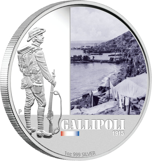 2011 $1 Famous Battles In Australian History Gallipoli 1oz Silver Coloured Proof Coin