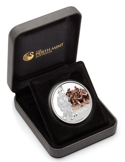 2012 $1 Famous Battles In Australian History Kapyong 1oz Silver Coloured Proof Coin