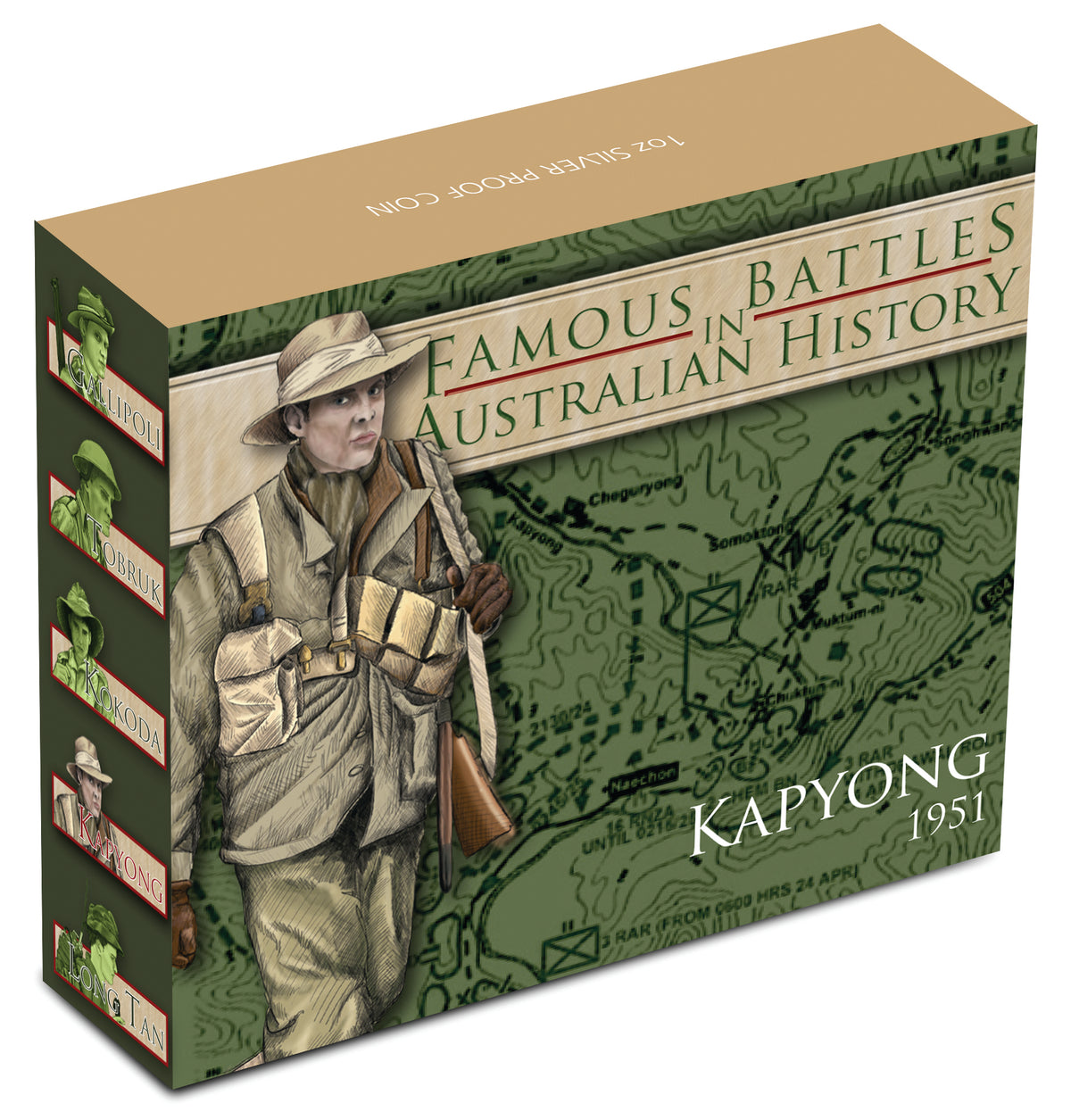 2012 $1 Famous Battles In Australian History Kapyong 1oz Silver Coloured Proof Coin