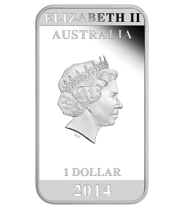 2014 $1 Australian Posters of World War I Enlistment 1oz Silver Coloured Proof Rectangle Shaped Coin