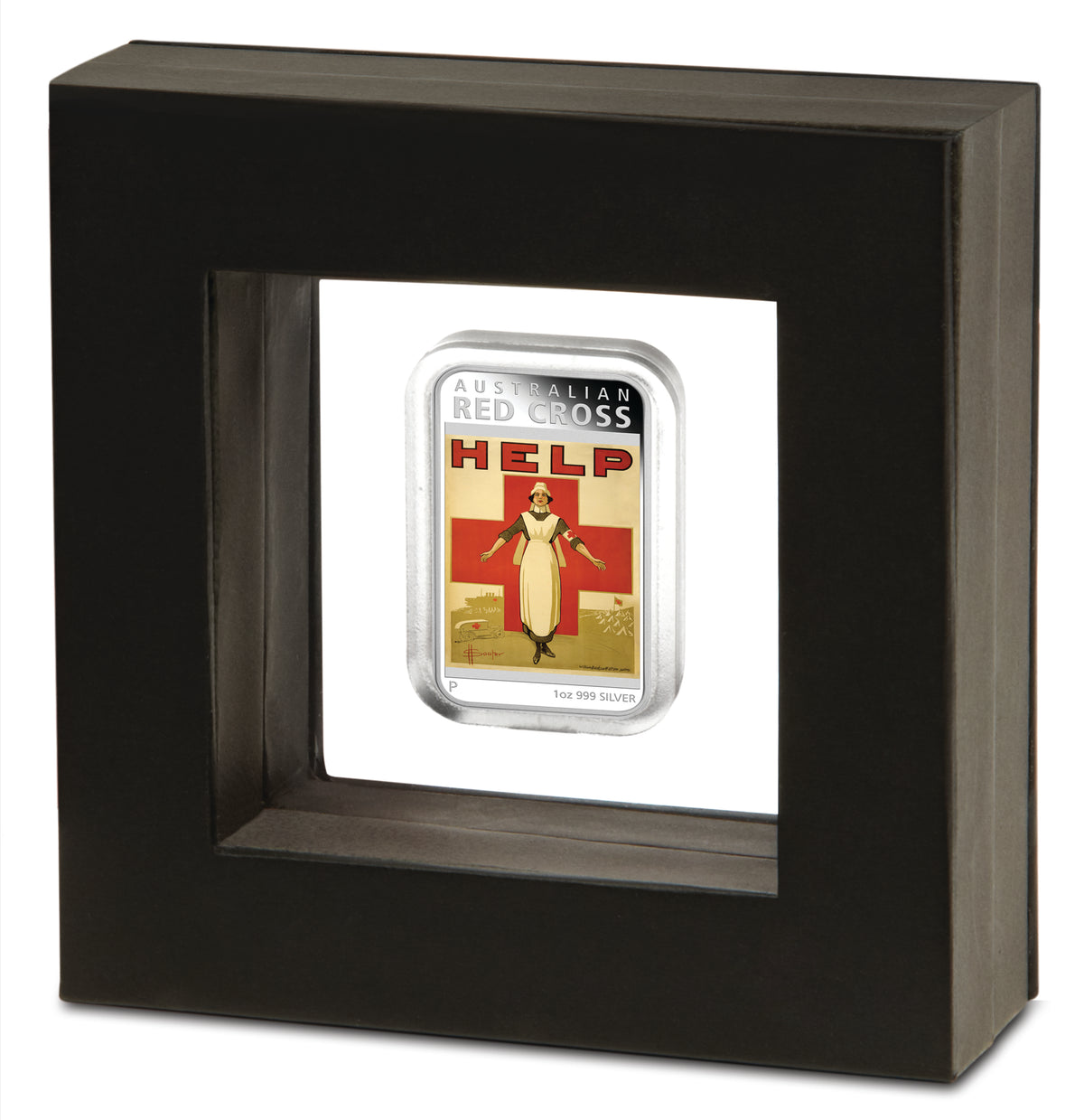 2015 $1 Australian Posters of World War I Red Cross 1oz Silver Coloured Proof Rectangle Shaped Coin