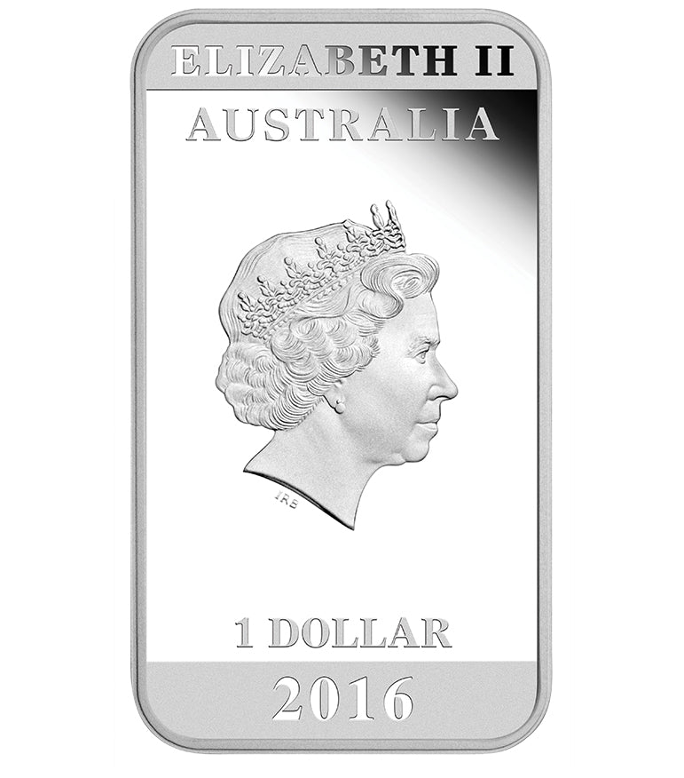 2016 $1 Australian Posters of World War I War Bonds 1oz Silver Coloured Proof Rectangle Shaped Coin