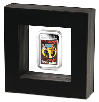 2018 $1 Australian Posters of World War I Peace Bonds 1oz Silver Coloured Proof Rectangle Shaped Coin