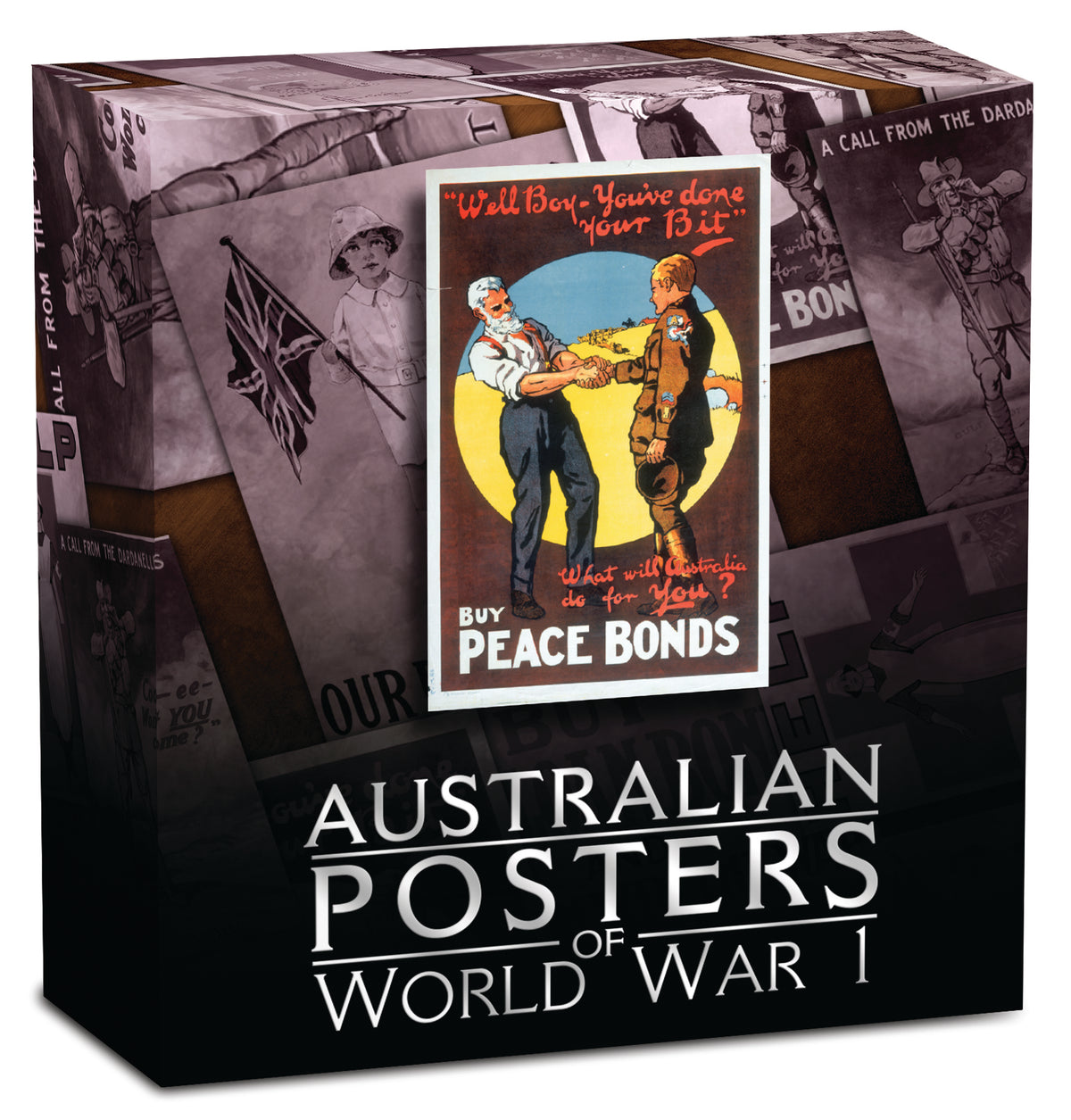 2018 $1 Australian Posters of World War I Peace Bonds 1oz Silver Coloured Proof Rectangle Shaped Coin