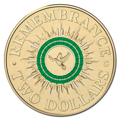 2014 $2 Remembrance Day 'C' Mintmark Coloured Uncirculated Coin