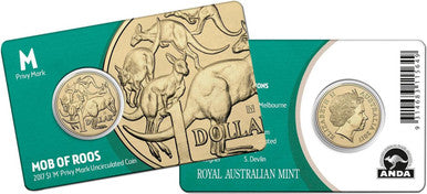 2017 $1 ANDA Melbourne Mob of Roos 'M' Privy Mark Uncirculated Coin