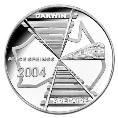 2004 $5 Adelaide To Darwin Railway 1oz Silver Proof Coin