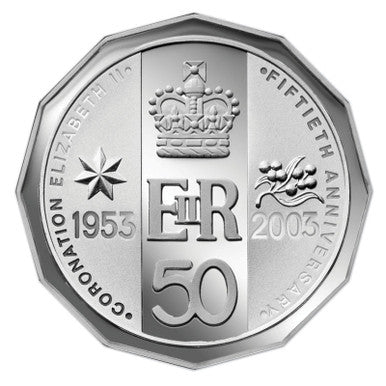 2003 50c 50th Anniversary Queen Elizabeth II Coronation Silver Proof Coin