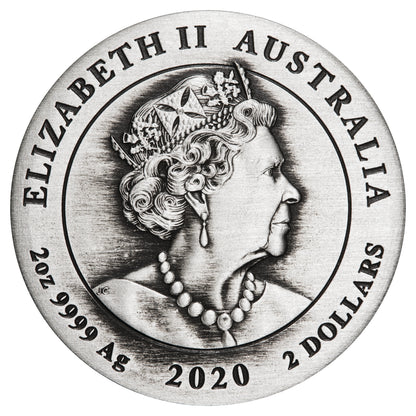 2020 $2 Commemorating The 75th Anniversary of The End of World War II 2oz Silver Antiqued Coin