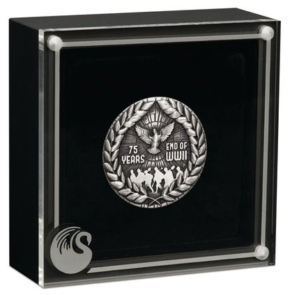 2020 $2 Commemorating The 75th Anniversary of The End of World War II 2oz Silver Antiqued Coin