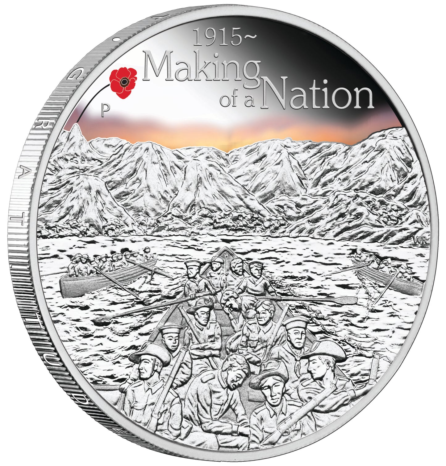2015 $1 The ANZAC Spirit 100th Anniversary Making of A Nation 1oz Silver Coloured Proof Coin