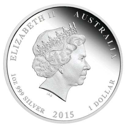 2015 $1 The ANZAC Spirit 100th Anniversary Making of A Nation 1oz Silver Coloured Proof Coin