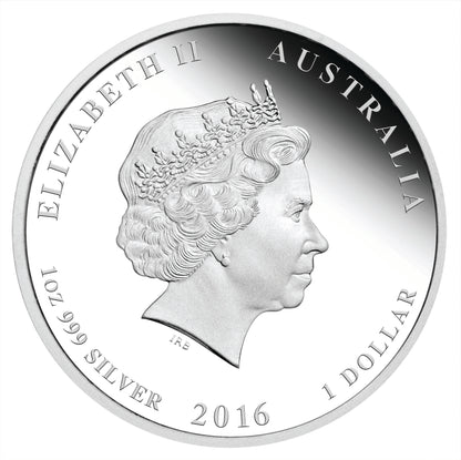 2016 $1 The ANZAC Spirit 100th Anniversary Be Worthy of Them 1oz Silver Coloured Proof Coin