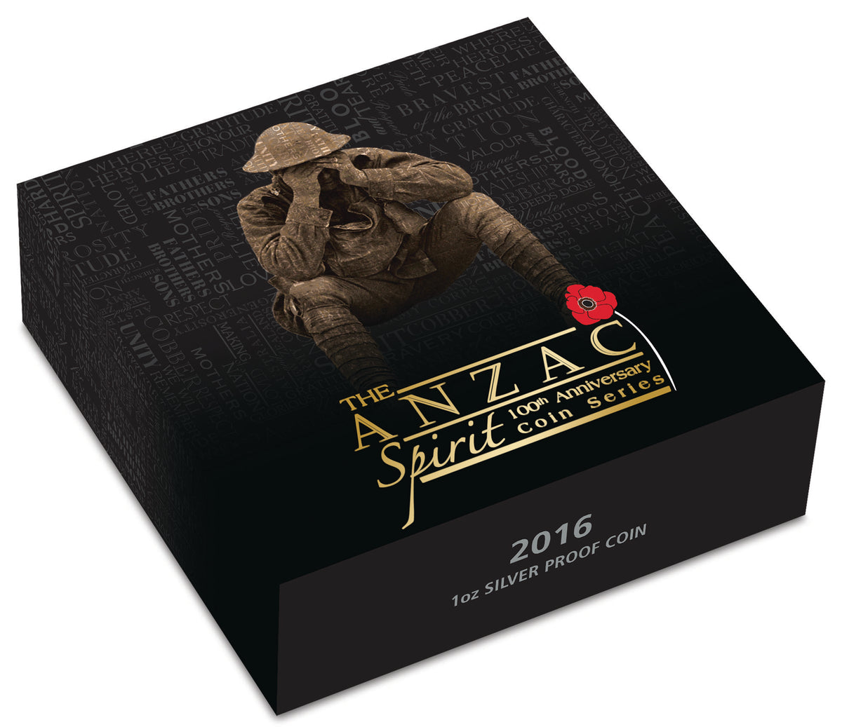 2016 $1 The ANZAC Spirit 100th Anniversary Be Worthy of Them 1oz Silver Coloured Proof Coin