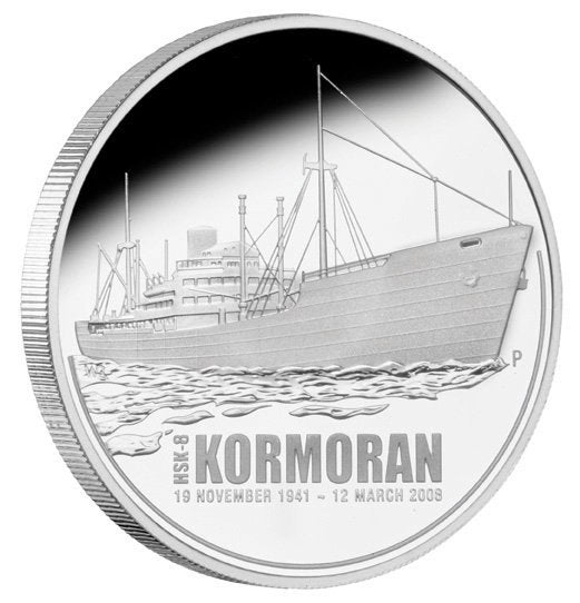 2008 $1 HMAS Sydney II and HSK-8 Kormoran 1oz Silver Proof Coin with Medallion and Badge Set