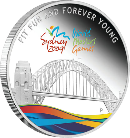 2009 $1 Sydney World Masters Games 1oz Silver Coloured Proof Coin