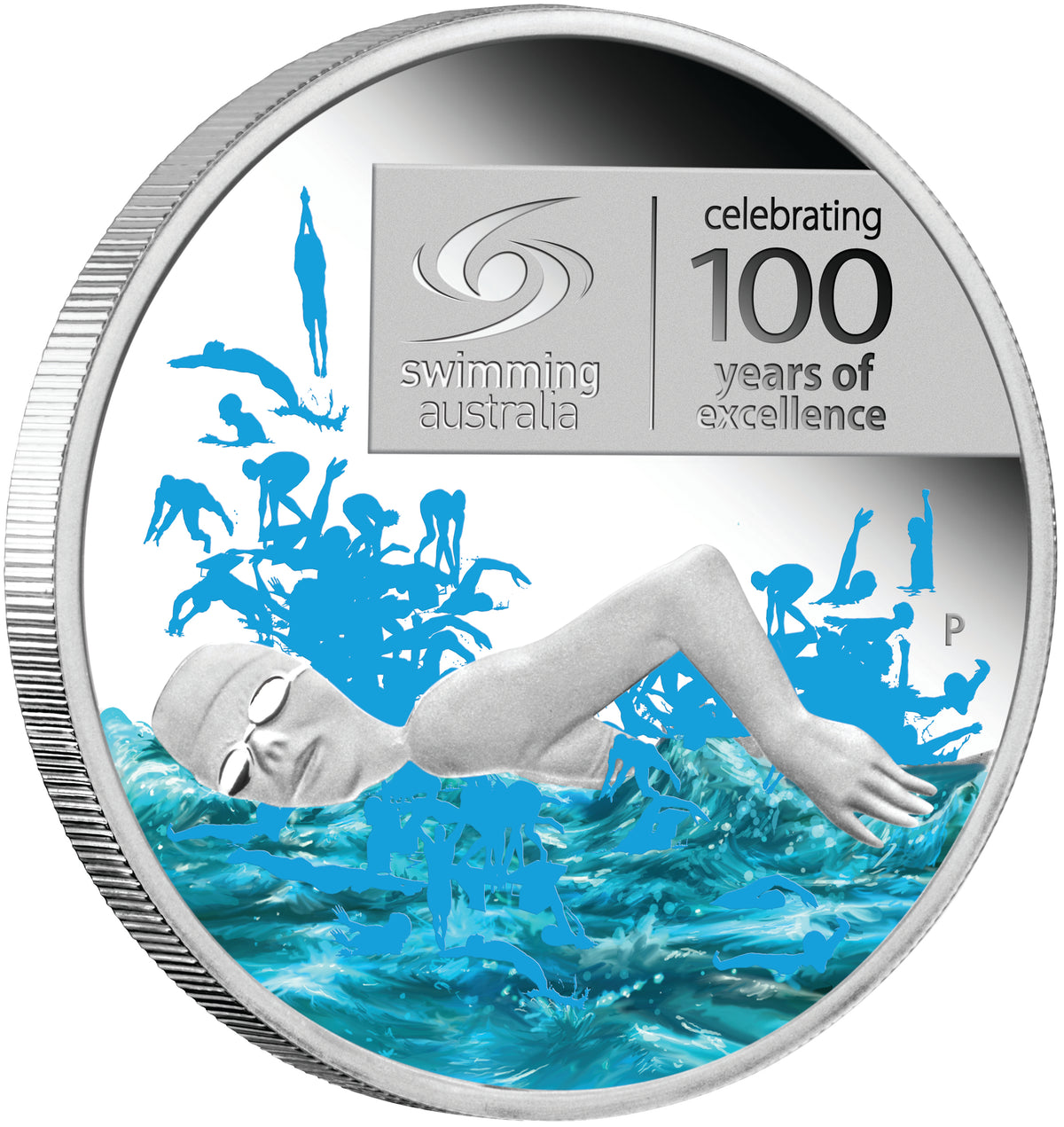 2009 $1 Swimming Australia Celebrating 100 Years of Excellence 1oz Silver Coloured Proof Coin