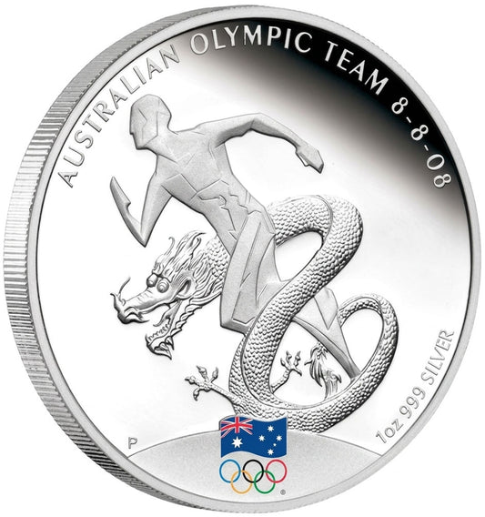 2008 $1 Australian Olympic Team 1oz Silver Proof Coin