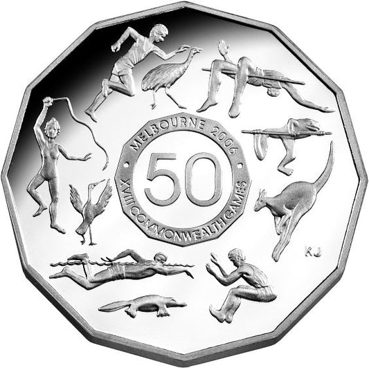 2005 50c Student Design Commonwealth Games Melbourne Silver Proof Coin