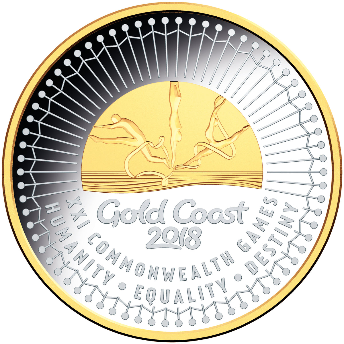 2018 $5 Gold Coast XXI Commonwealth Games Selectively Gold Plated 1oz Silver Proof Coin