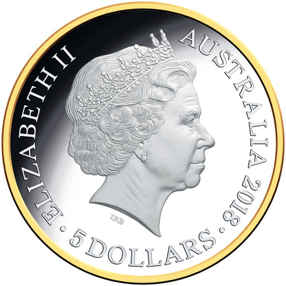 2018 $5 Gold Coast XXI Commonwealth Games Selectively Gold Plated 1oz Silver Proof Coin