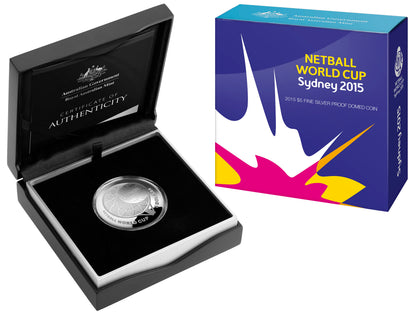 2015 $5 Netball World Cup 1oz Silver Proof Domed Coin
