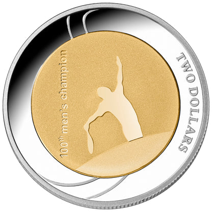 2012 $2 Australian Open 100th Men's Champion Selectively Gold Plated 1oz Silver Proof Coin