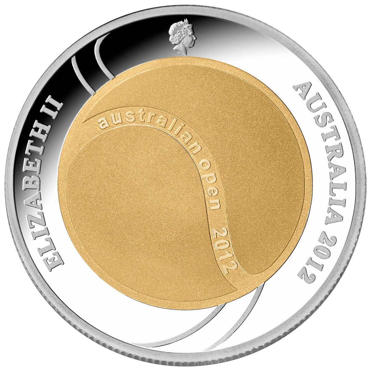 2012 $2 Australian Open 100th Men's Champion Selectively Gold Plated 1oz Silver Proof Coin