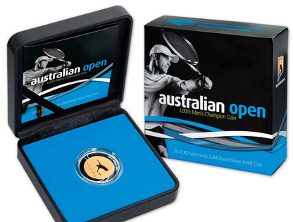 2012 $2 Australian Open 100th Men's Champion Selectively Gold Plated 1oz Silver Proof Coin