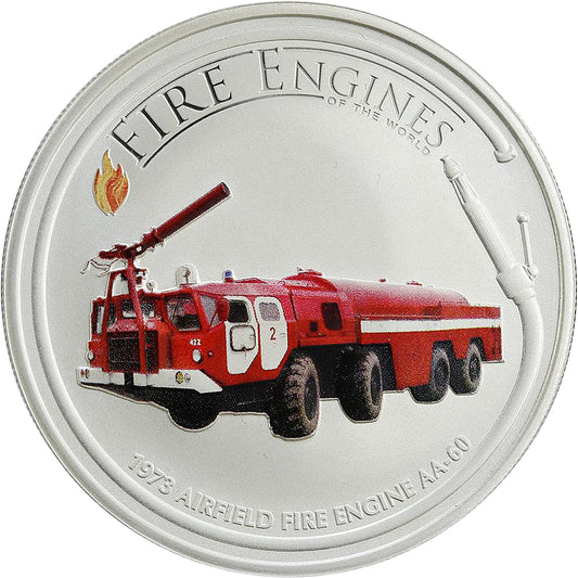 Cook Islands 2006 $1 Fire Engines of The World 1973 Airfield AA-60 1oz Silver Coloured Coin
