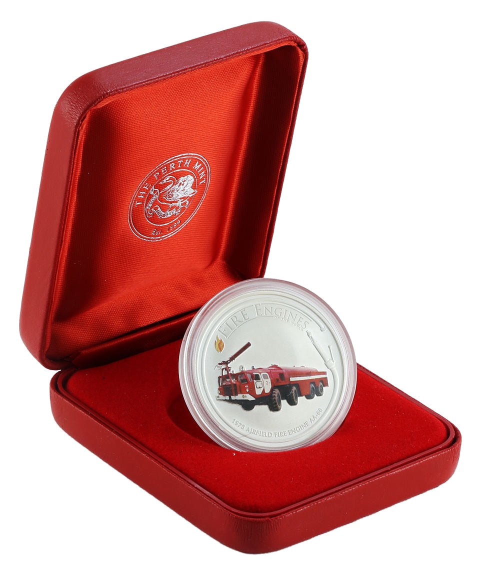Cook Islands 2006 $1 Fire Engines of The World 1973 Airfield AA-60 1oz Silver Coloured Coin