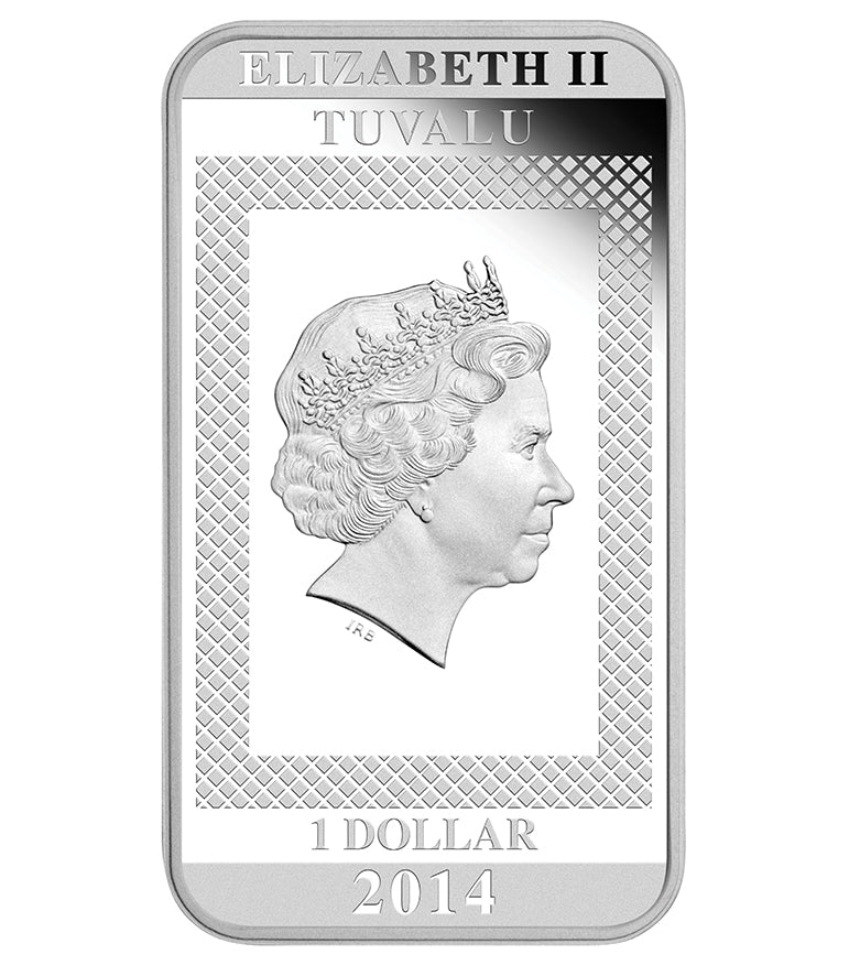 Tuvalu 2014 $1 Charlie Chaplin 100 Years of Laughter 1oz Silver Lenticular Proof Rectangle Shaped Coin