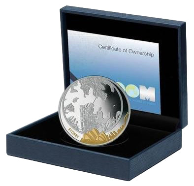 Fiji 2011 $5 Zoom The World In View Sydney Selectively Gold Plated 2oz Silver Proof Coin
