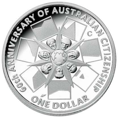 2009 $1 60 Years of Australian Citizenship Silver Proof Coin