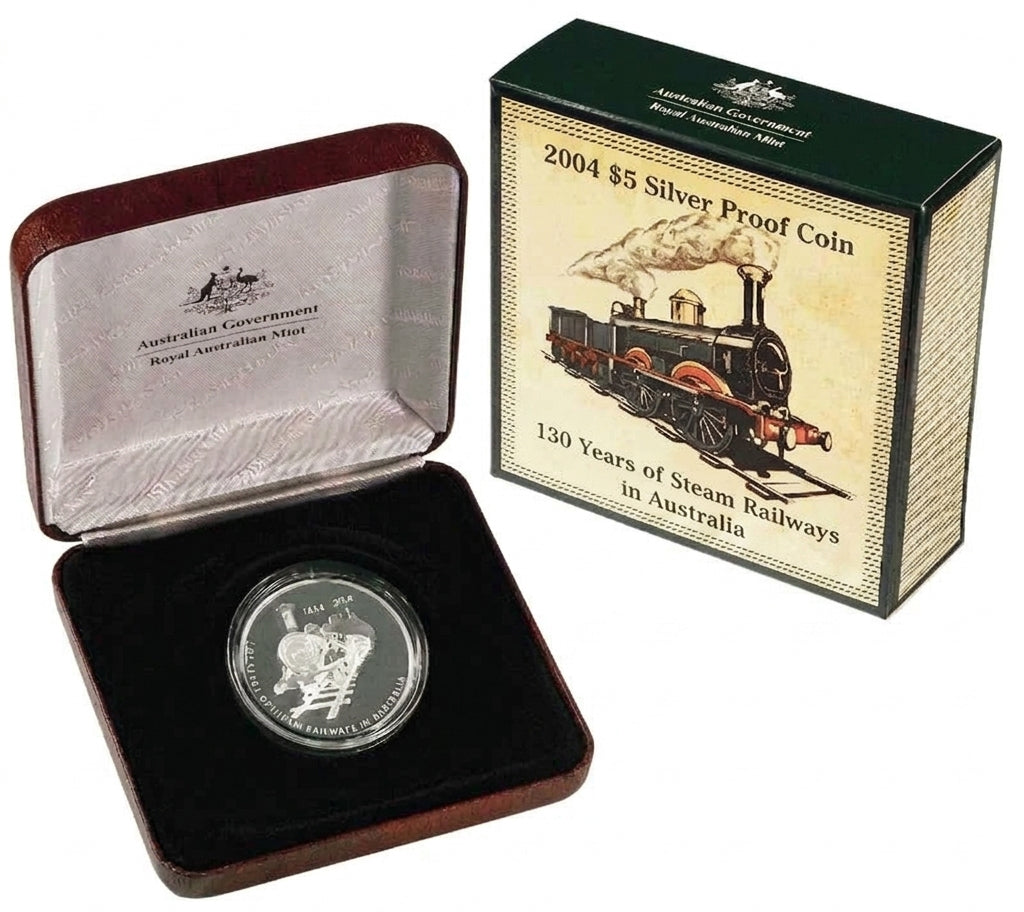 2004 $5 150 Years of Steam Railways In Australia 1oz Silver Proof Coin
