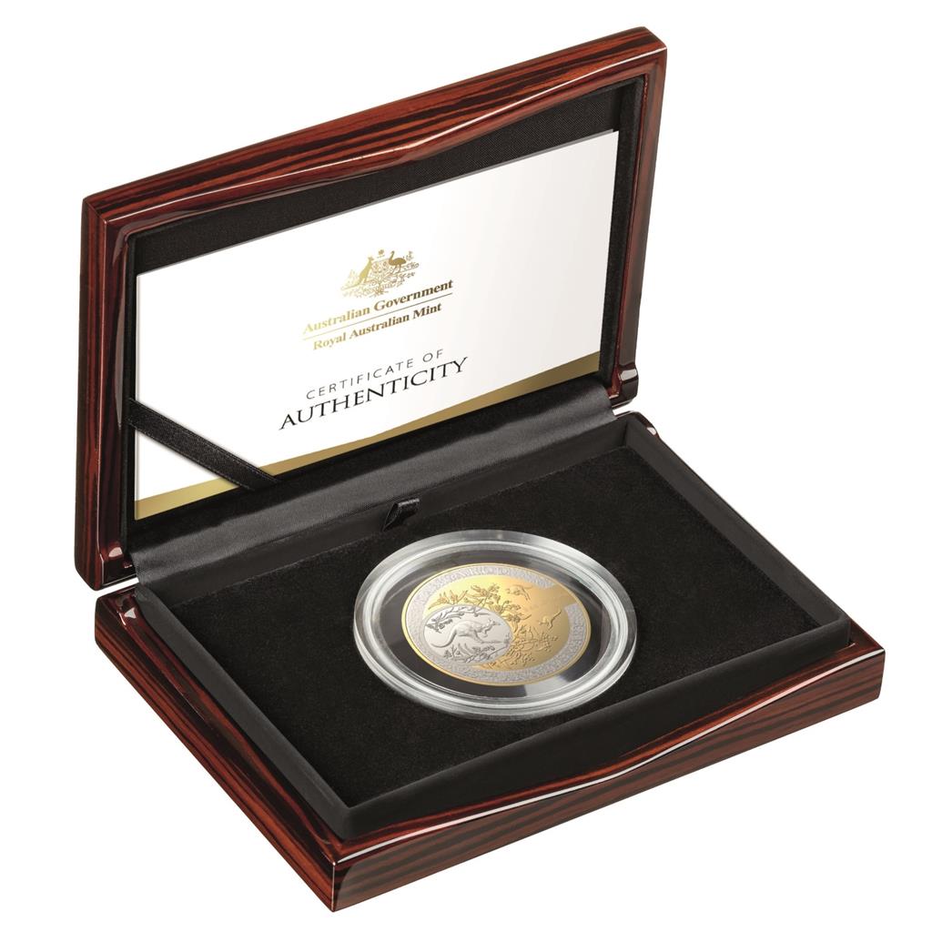 2018 $10 25th Anniversary of The Kangaroo Series Selectively Gold Plated 5oz Silver Proof Coin