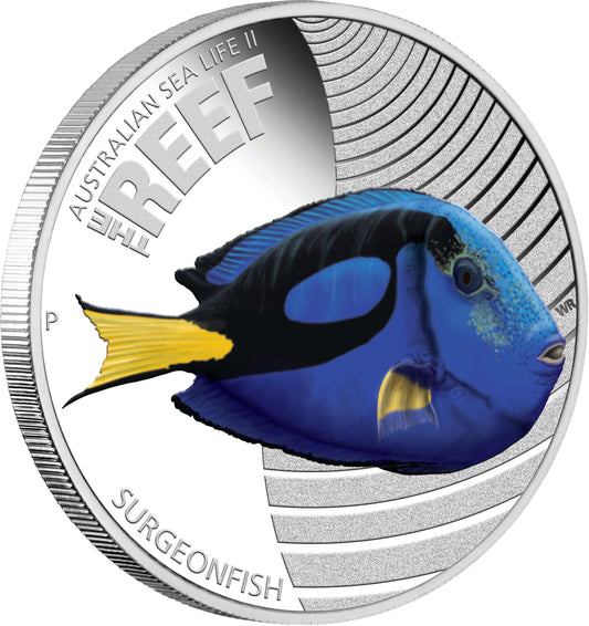 2012 50c Australian Sea Life II The Reef Surgeonfish 1/2oz Silver Coloured Proof Coin