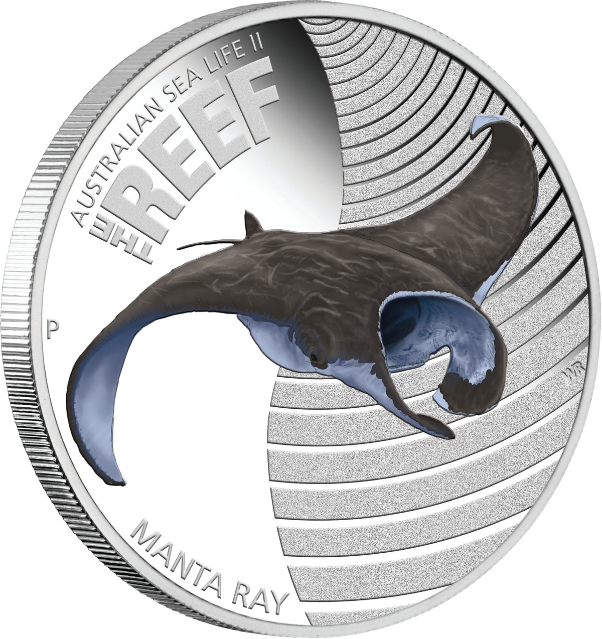 2012 50c Australian Sea Life II The Reef Manta Ray 1/2oz Silver Coloured Proof Coin