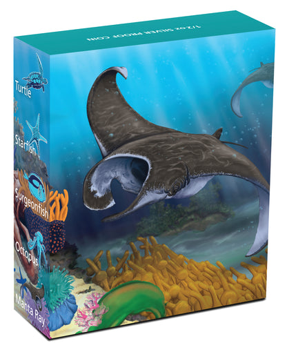 2012 50c Australian Sea Life II The Reef Manta Ray 1/2oz Silver Coloured Proof Coin