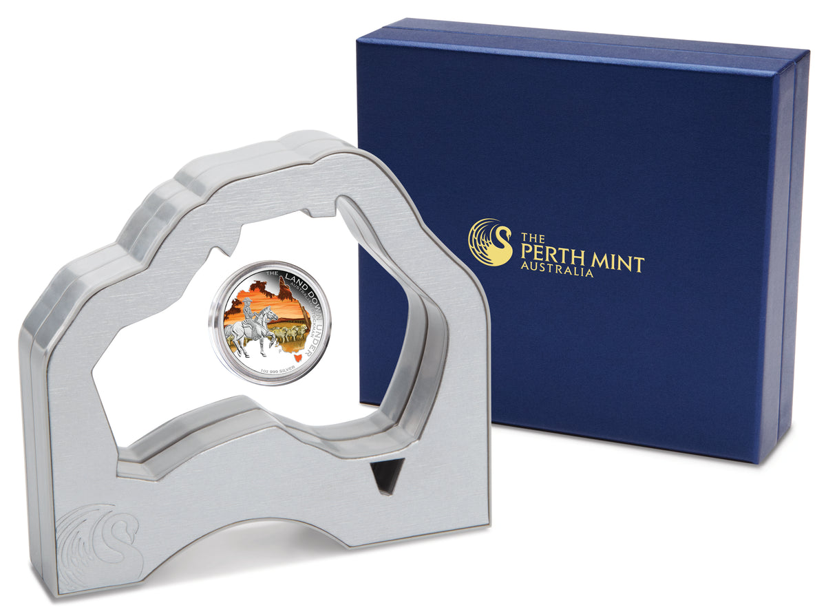 2014 $1 The Land Down Under Australian Stockman 1oz Silver Coloured Proof Coin