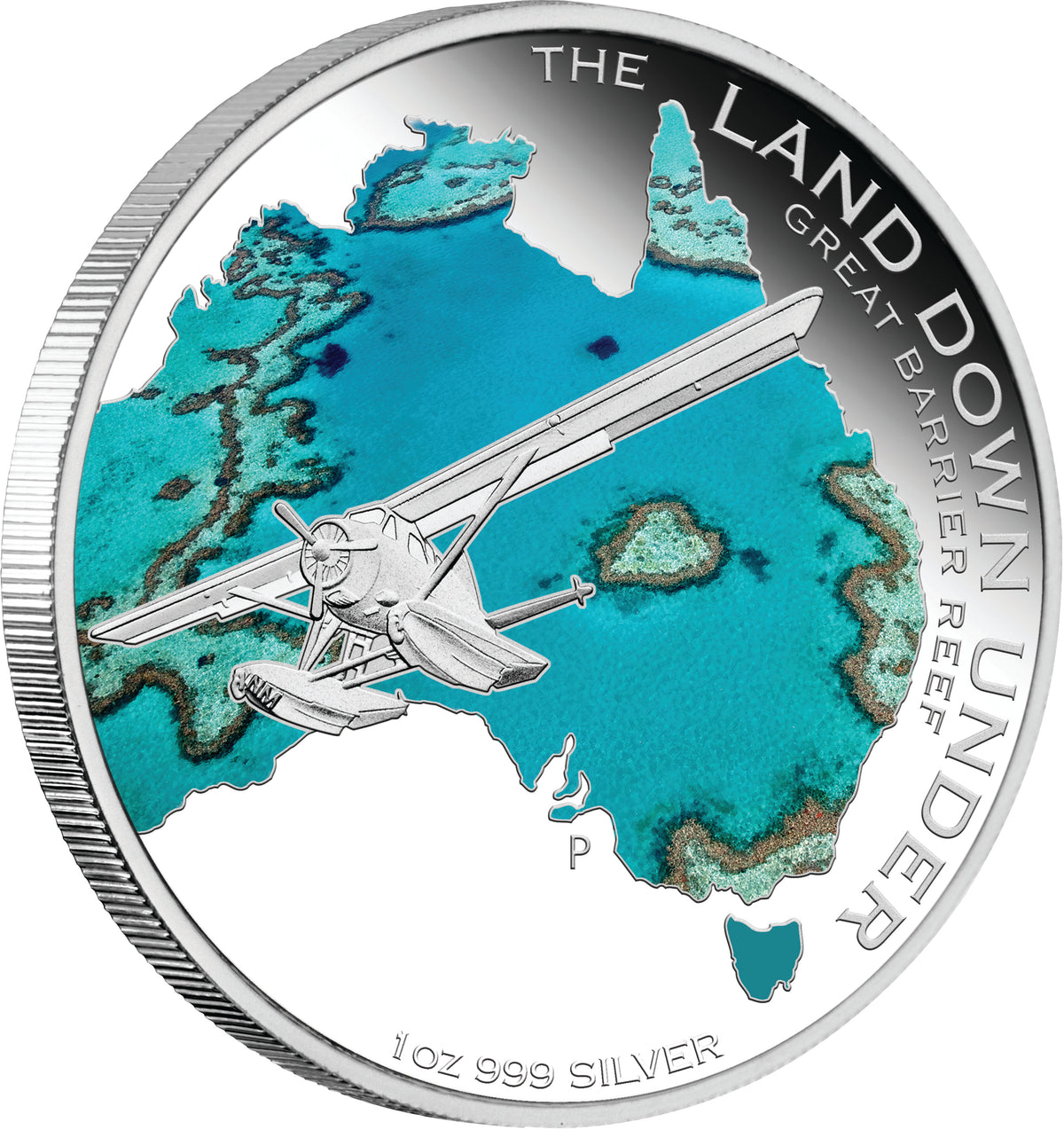 2014 $1 The Land Down Under Great Barrier Reef 1oz Silver Coloured Proof Coin