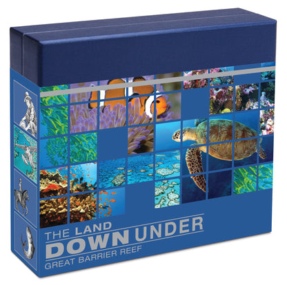 2014 $1 The Land Down Under Great Barrier Reef 1oz Silver Coloured Proof Coin