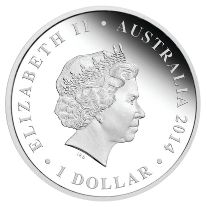 2014 $1 The Land Down Under Rock Fishing 1oz Silver Coloured Proof Coin