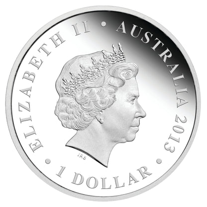 2013 $1 The Land Down Under Opera House 1oz Silver Coloured Proof Coin