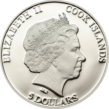 Cook Islands 2014 $5 Stardust of The Universe 10 Year Anniversary Moldavite Impact 1oz Silver Coloured Proof Coin