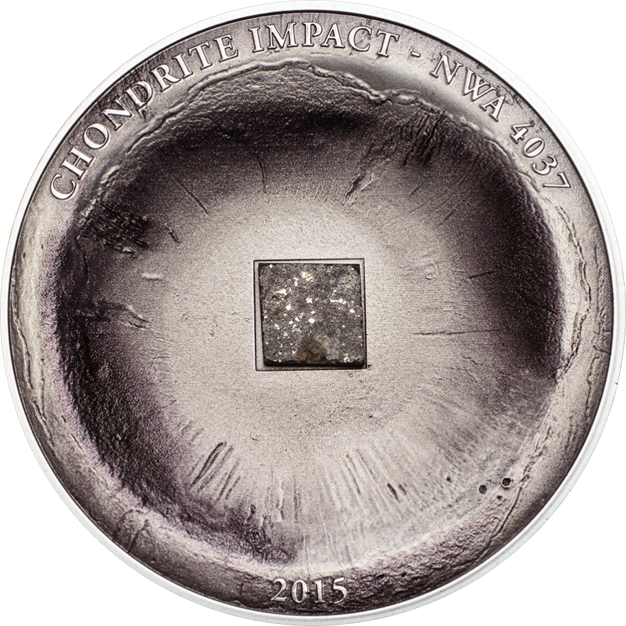 Cook Islands 2015 $5 Stardust of The Universe Chondrite Impact Meteorite NWA 4037 1oz Silver Antiqued Coin