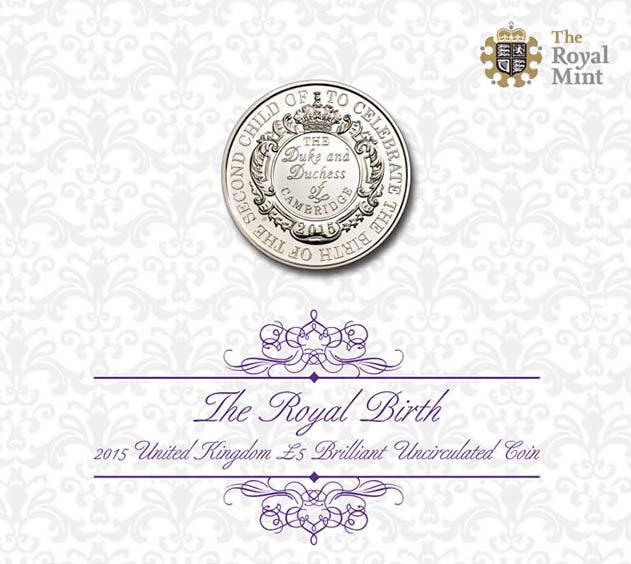 UK 2015 £5 The Royal Birth Uncirculated Coin